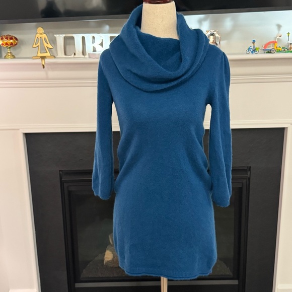 Cynthia Rowley Dresses & Skirts - 💙 Cynthia Rowley 100% Cashmere Cowl Neck Sweater Dress — Teal Blue (Size XS) 💙